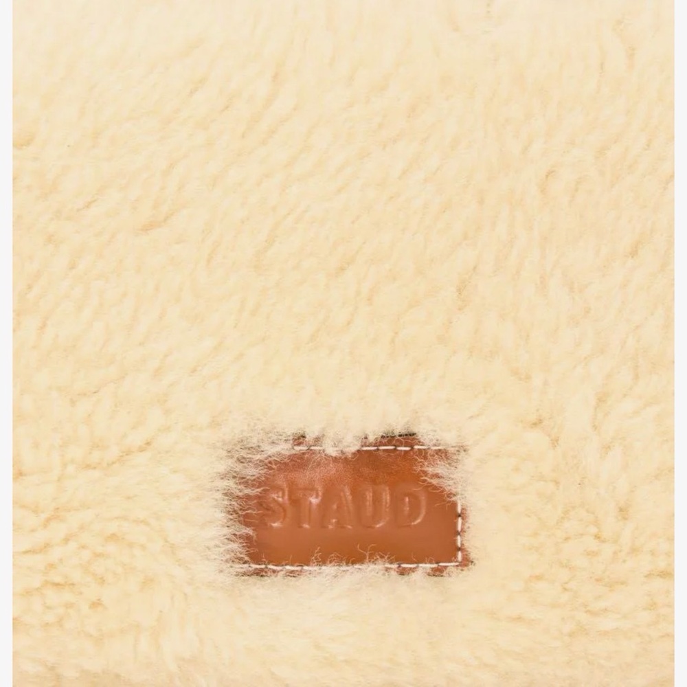 STAUD Cream Shearling Shoulder Bag with Gold Accents - Picture 3 of 3